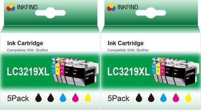 INKFIND 3219XL inktcartridge voor Brother LC3219XL LC3219 LC3217 LC-3217 inktcartridge multipack 10 stuks (2*5 pack=Zwart x 4, Cyaan x 2, Magenta x 2, Geel x 2)