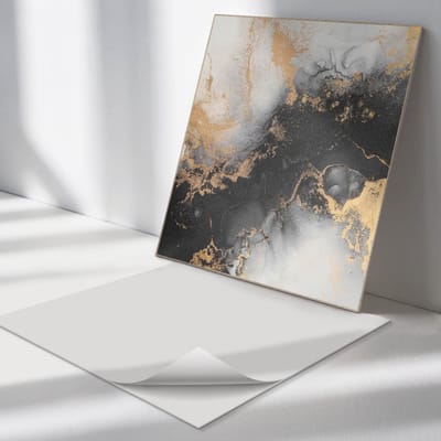 Wallfluent Vinyl Tegels - Abstract Patroon met Vlekken Wand PVC Tegels - 30 cm x 30 cm - Zwart Vinyl Tegels - 9 stuks - Vierkant PVC Tegels - Abstractie Plaktegels - Vinyl Tegels Zelfklevend - Plaktegels Keuken en Badkamer