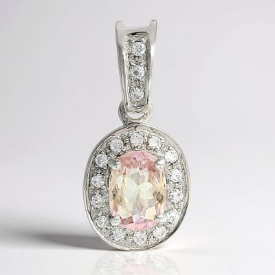 Cavill - Zilveren Hanger met Roze Toermalijn 0,72 ct en 925 Sterling Zilver Platina Verguld - 17 Cambodjaanse Zirkonen 0,216 ct