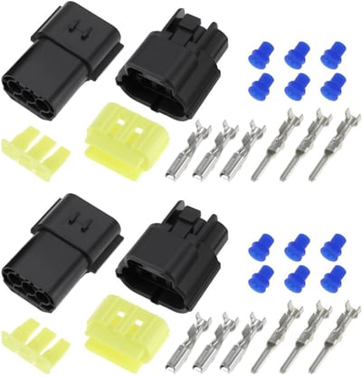 Dailygoody - Waterdichte 3-Pin Elektrische Connector - Connectoren voor Motoren - Geschikt voor Scooter en Auto - 2 Sets - Betrouwbare verbinding - Id