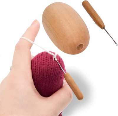 Ei, Stop Ei voor Sokken, Houten Stop Ei Vorm Naaigereedschap Kleding Gat Patch DIY Breigereedschap met Naald, voor Sokken Kleding Stop Thuis