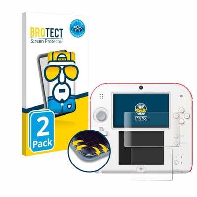 BROTECT - Screenprotector voor Nintendo 2DS - Folie Beschermfolie transparant volledig dekking - 2 Stuks