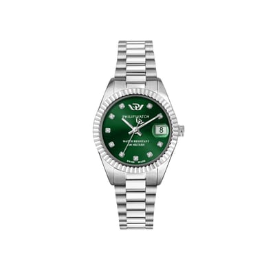 Philip Watch - Caribe Urban Lady - R8253597649 - Swiss Made - Dameshorloge - 28 MM - Groen - Zilver