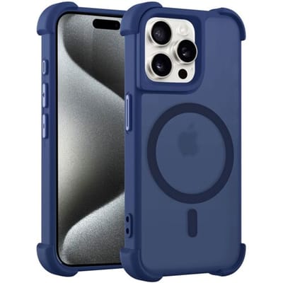 Coverzs matte Shock case met MagSafe geschikt voor iPhone 16 Pro Max (donkerblauw) - shockbestendig, MagSafe, premium bescherming, duurzaam