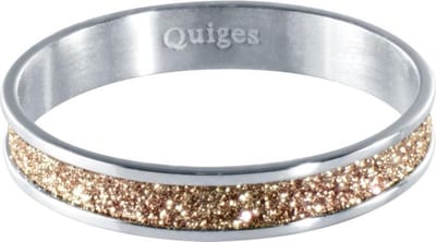 Quiges Stapelring Dames - Vulring Bruin Glitter - RVS Zilverkleurig - Maat 19 - Hoogte 4mm
