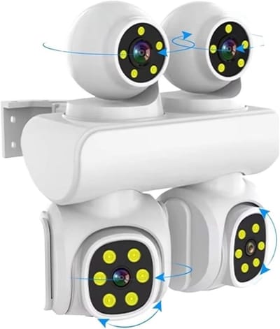 Beveiligingscamera - IP Camera PTZ - Huis Beveiligen - Vier Lens Camera - 10x Zoom - Zwart