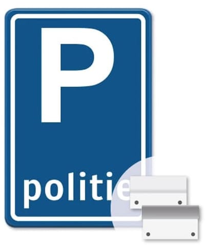 Parkeerbord Politie - blauw - Weerbestendig Aluminium - 40x60 cm - Bevestiging: Met muur-/ wandmontage beugels