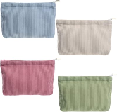 Cosmetic Bags 4 Stuks - Kleine Make-up Tas - Corduroy Toilettas - Ideaal voor Reizen - ShopVlot