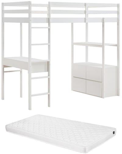 Vente-unique Hoogslaper hout wit 90 x 190 cm