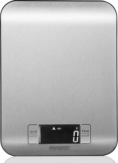 Monzana Digitale Keukenweegschaal - RVS 1g - 8kg Belastbaar - Zilver