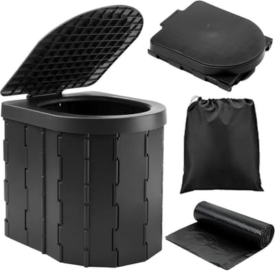 GELLDG Campingtoilet - Draagbaar toilet - Multifunctioneel - Inclusief schoonmaakzakjes - Opvouwbaar autotoilet - Geschikt voor gebruik binnen en buiten