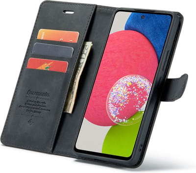 CaseMania Bookcase hoesje geschikt voor Samsung Galaxy A33 - Effen Zwart - Kunstleer - 2-in-1 Magnetisch Uitneembaar Design