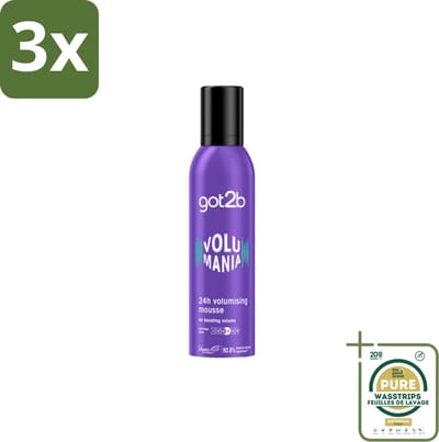 3 x Got2B - Volumemousse - Volumania 24H - 250 ml - Grootverpakking - Haar Volume - Volumemousse - 24 Uur Hold - Vegan Haarproduct - Natuurlijke Formule