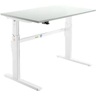 Schäfer Shop  Select Bureau, elektrisch in hoogte verstelbaar, rechthoekig, C-poot, lichtgrijs/wit, B 1200 mm
