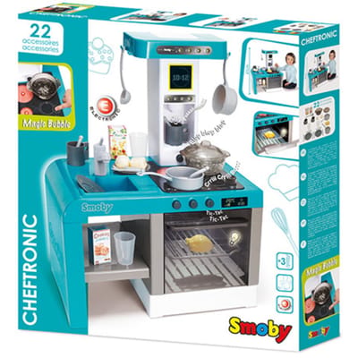Smoby Speelkeuken Met Licht En Geluid + 22 Accessoires Blauw/Wit