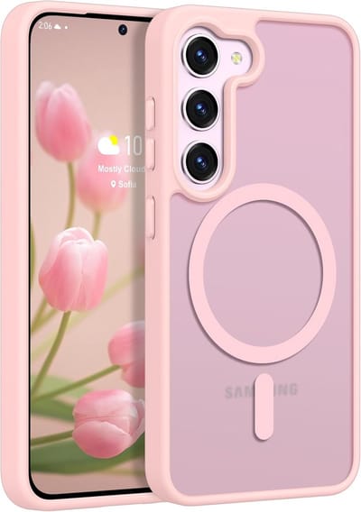 YPCd - MagSafe Backcover Geschikt voor Samsung Galaxy S24 – Shockproof TPU - Hard PC Achterkant – Sterke MagSafe Magneet – Camera Bescherming – Roze