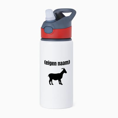 Hacebo® - geit met eigen naam waterfles met rietje rood - Geit - geiten liefhebbers - dieren liefhebber - leuk cadeau voor iemand die houdt van geiten - cadeau - kado - water fles - 650ML
