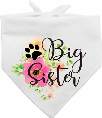 Honden bandana Big Sister Flowers - bandana - hond - big sister - huisdier - babyshower - genderreveal - geboorte - zwanger