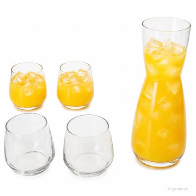 Vital karaffen set van 5 stuks met 1 karaf van 1 L en 4 glazen van 350 ml van glas - 838626 / 1006191