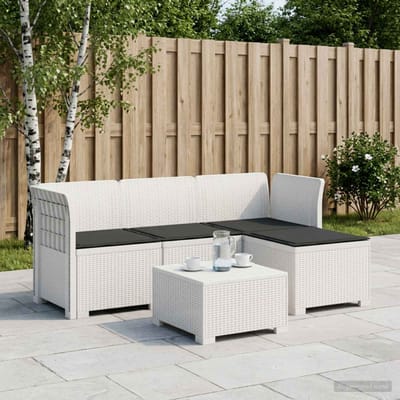 vidaXL - 4-Zitter - Tuin - Sofa - met - Kussens - Rattan - Look - PP - Wit