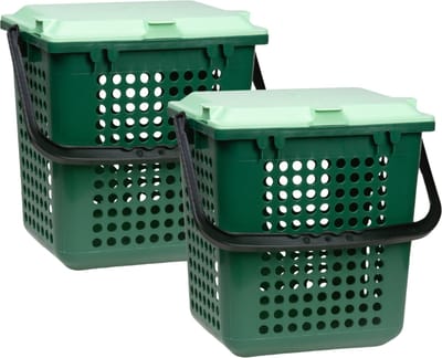 BioMat - AirBox Prullenbak 7L - 2 stuks - Geventileerde GFT Afvalbak - Tegen Geuren - Maden - Past op Aanrecht - met gaten