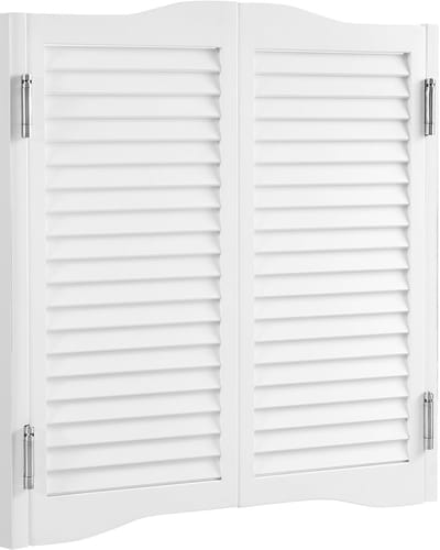 Saloondeuren met gebogen bovenkant, dubbelwerkend, grenenhoutontwerp, 81,3 x 91,4 cm, inclusief scharnieren en beslagset, eenvoudige installatie voor hal, keuken, bar of pubingang, wit