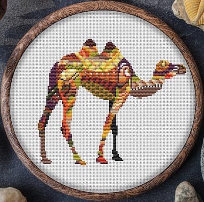 Borduurpakket Mandala Kameel - telpatroon om zelf te borduren - geschikt voor beginners