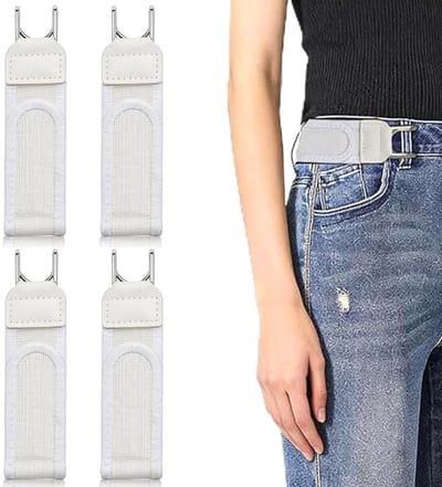 4 Stuks Gesploze Riemen | Wit Metalen Haak | Unisex Elastische Riemen | Onzichtbare Stretch Riemen Zonder Gesp | Geschikt Voor Werk Zaken Reizen Thuis Pendelen En Outdoor Wandelen | Cyslmuk®