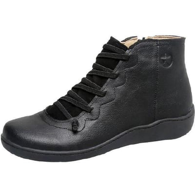 Sneeuwlaarzen Dames Winter Echt leer Enkel Lente platte Schoenen vrouw Korte Vintage Laarzen Met Bont voor dames veterschoenen 43