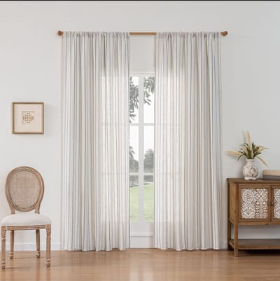 Boerderij linnen mix gordijnen met verticale strepen, Boho linnen gaasgordijnen die licht filteren voor deurramen, voor woonkamer interieur decoratie groen,beige,150x160cm