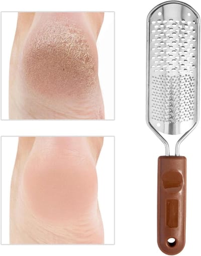Voetverzorgingshulpmiddel - Eeltverwijderaar Hiel - Verzorging Gebarsten Huid - Comfortabel Handvat - 30 x 5.5 x 2 cm - Grijs