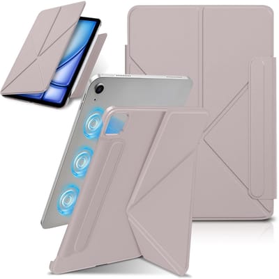Dailygoods - Hoes voor iPad Air 13 inch M3/M2 hoes, slanke stootvaste beschermhoes, sterke magnetische bevestiging, meerdere standhoeken, auto bewaken/slapen, potlood 2e generatie opladen (roze)