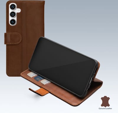 Mobilize Telefoonhoesje geschikt voor Samsung Galaxy S23 FE Hoesje Echt Leer | Mobilize Wallet Bookcase Portemonnee | Pasjeshouder voor 3 Pasjes | Telefoonhoesje voor Pinpas / OV Kaart / Rijbewijs - Bruin