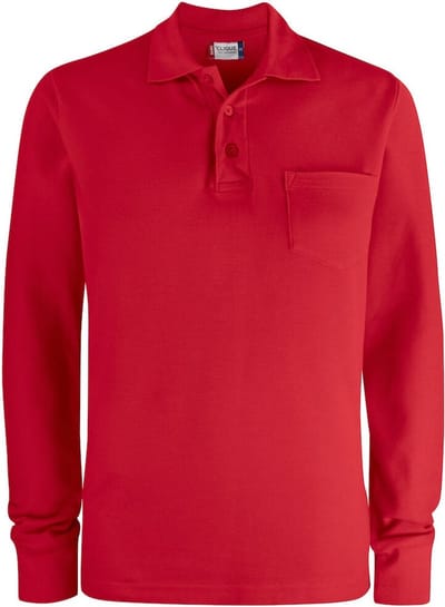 Clique Basic Polo Pocket L/S 028235 - Rood - S