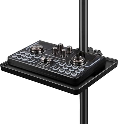 Verstelbare Microfoonstandaard met Opberglade en Geluidskaart Tray voor Live Streaming, Karaoke en Optredens