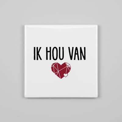 Ik Hou Van Jou Tegel – Minimalistische Hart Liefde Tekst Wanddecoratie – Keramische Tegel 15 × 15 cm