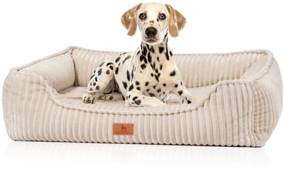 Knuffelwuff orthopedisch hondenbed Sedona van knuffelzachte ribcord M-L Beige