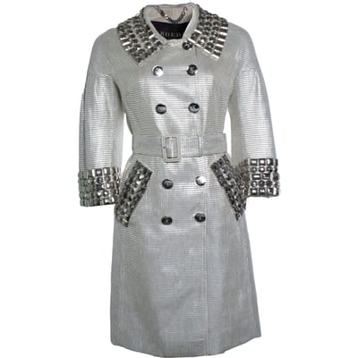 Burberry, zilverkleurige metallic trenchcoat