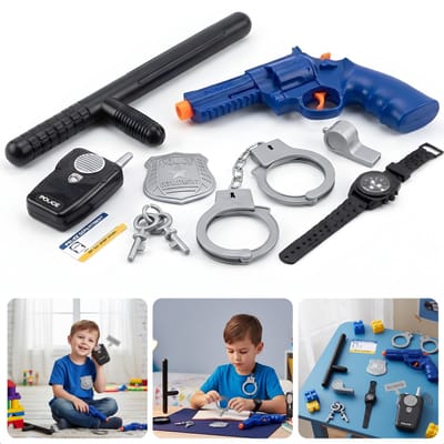 Cheqo® Politie Verkleedset - Politie Verkleed Accessoires - Politie Speelset - Politie Accessoires Set - Politiepet met Accessoires - Walkietalkie Speelgoed - Speelgoed Handboeien - Politie Set Kinderen
