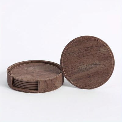 Lot de 6 dessous de verre en bois pour tasses à thé et à café, tapis de protection isolés et résistants à la chaleur pour comptoir de bar