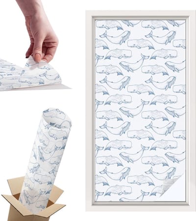 Tulup Raamfolie Anti inkijk - Inspiratie uit de zee Privacy Folie Raam - 50x100 cm - Wit Anti inkijk Folie - Raamfolie Tegen inkijk Glas in Lood - Voor de badkamer, slaapkamer, hal - Raamfolie Zonwering