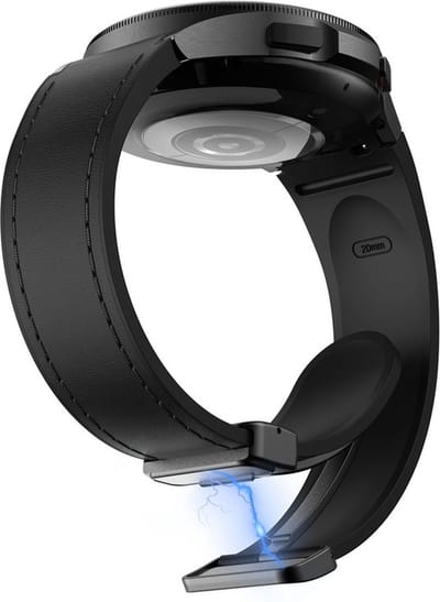 Hybride siliconen-leren bandje - geschikt voor Samsung Galaxy Watch 7 / Watch 6 / Watch 6 Classic / Watch 5 / Watch 5 Pro / Watch 4 / Watch 4 Classic / Watch FE - zwart