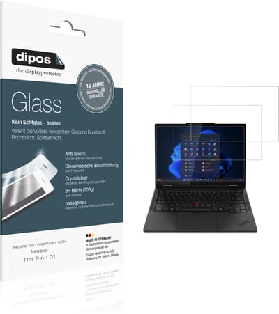 dipos – 2x Pantserfolie geschikt voor Lenovo T14s 2-in-1 G1 | 9H Screenprotector
