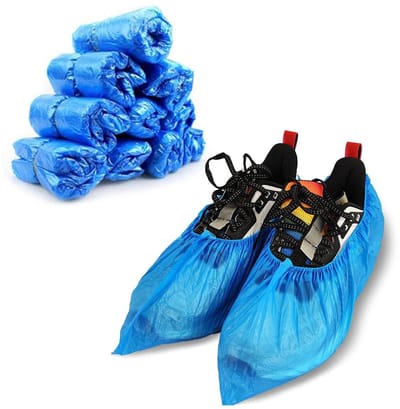 Wegwerp blauwe PE overschoenen - 100 stuks - universele maat - schoenbescherming