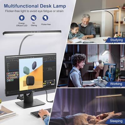 bureaulamp, zwenkarm bureaulamp met aanraakbediening, architect taaklamp met 3 kleuren