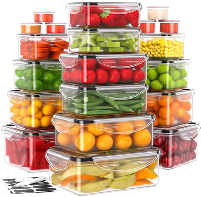 Dailygoods- Vershouddozen Set van 40 - Lekvrij - Voedselcontainers - Voorraaddozen met Deksel - BPA-vrij - Milieuvriendelijk
