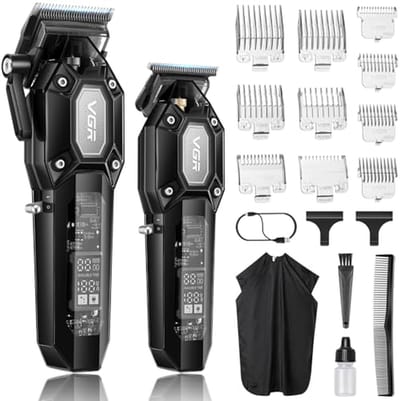 Professionele Tondeuse Set - Haar Knippen Trimmer - Thuis Kappersbeurt - Stijlvol Transparant Design - 10 Opzetkammen - Zwart