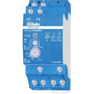 Eltako NR12-002-3X230V Netbewakingsrelais Voedingsspanning (num): 230 V 2x wisselcontact (l x b x h) 58 x 36 x 58 mm 1 stuk(s)