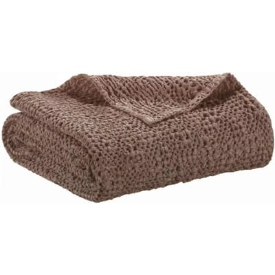 Decoratieve plaid Tana in 100% katoen - Koffiebruin, 140 x 200 cm