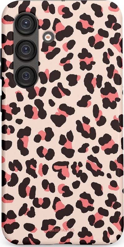 Casetastic hoesje geschikt voor Samsung Galaxy S25 - Dubbellaagse bescherming - Tropische Panter - Fashion Case - Zand Zwart Koraal